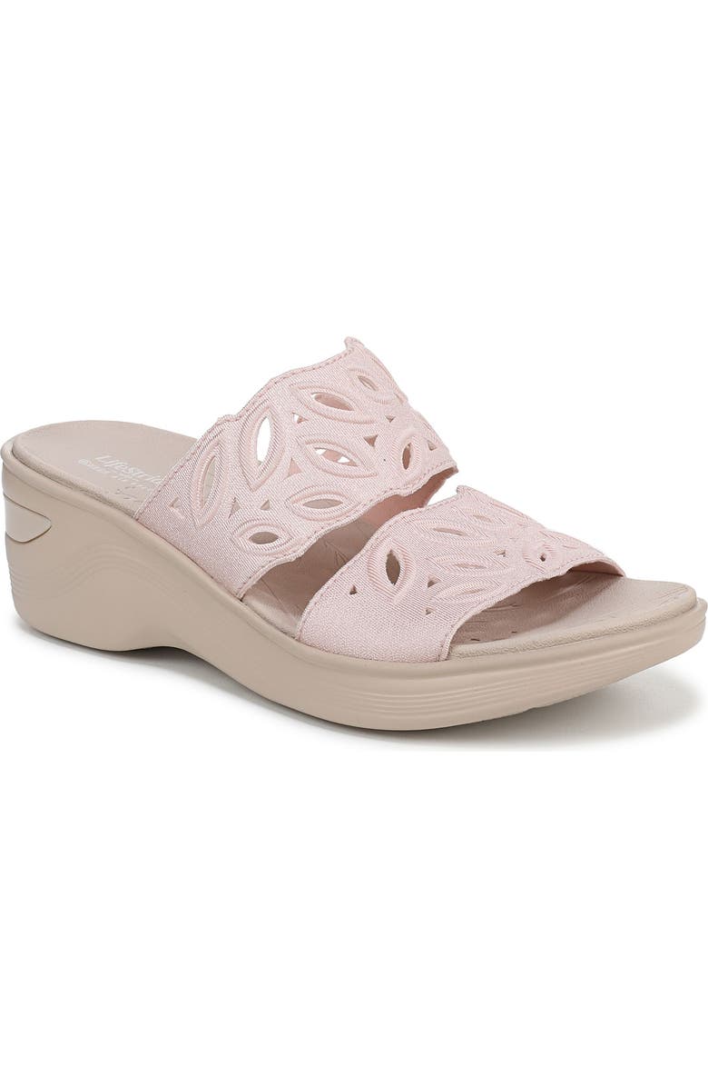 LifeStride Delight Platform Wedge Slide Sandal, Main, color, White