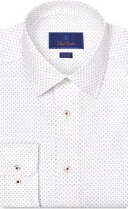 David Donahue Trim Fit Geometric Dot Print Stretch Cotton Dress Shirt
