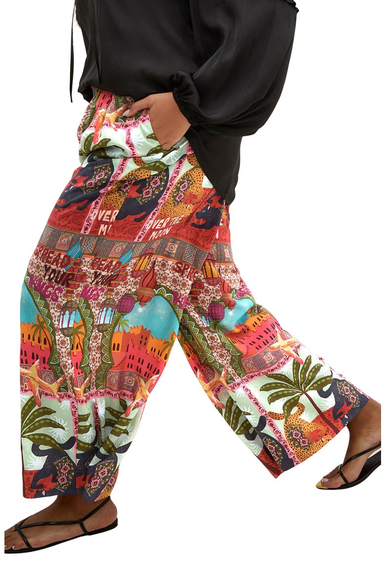 Print Smocked Waist Crop Pants, Alternate, color, FOOLS PARADISE