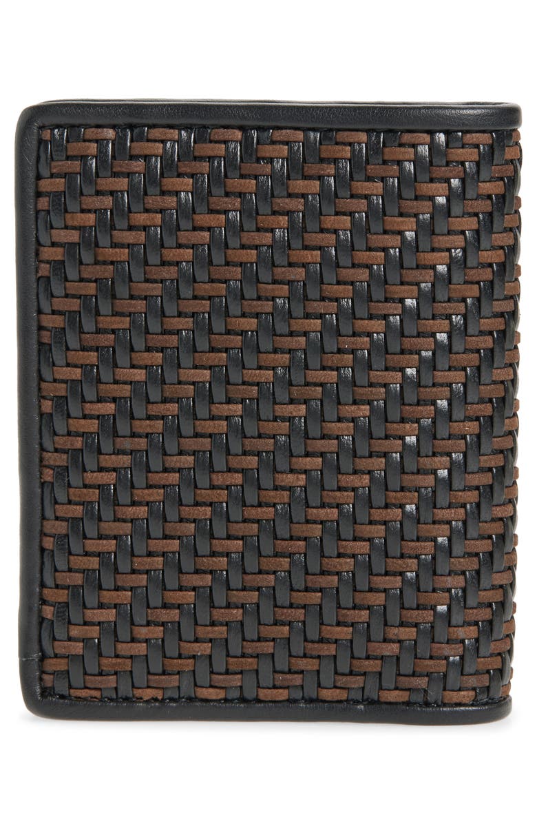FERRAGAMO Gancio Woven Leather Bifold Card Holder, Alternate, color, T.moro/ Nero