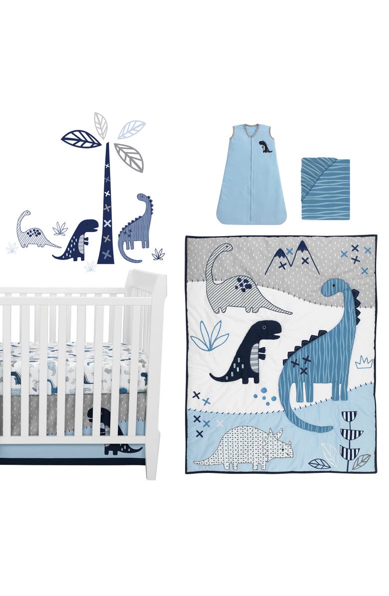 Lambs & Ivy Baby Dino Dinosaur Nursery 6-Piece Crib Bedding Set, Main, color, 