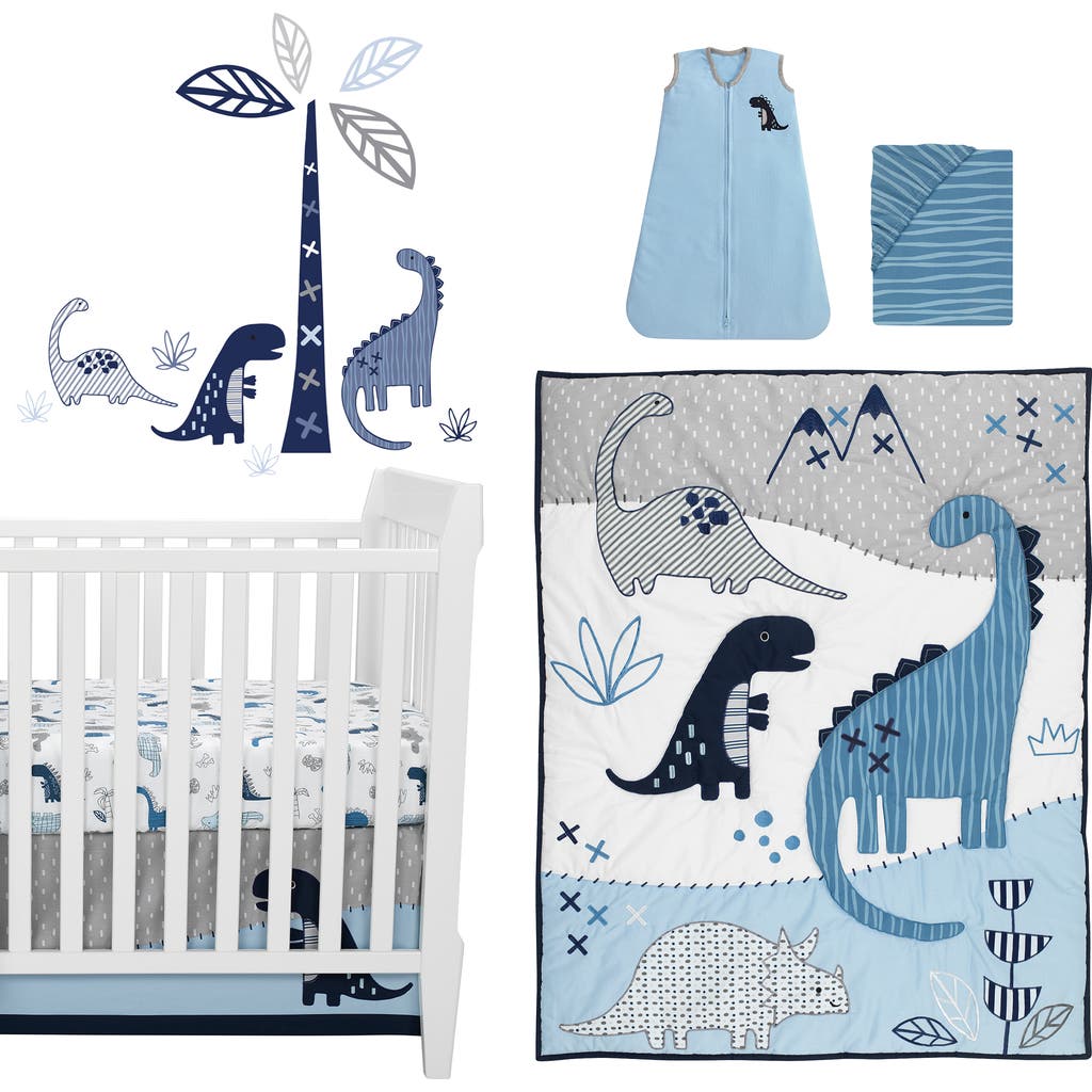 Lambs & Ivy Baby Dino Dinosaur Nursery 6-piece Crib Bedding Set In Blue