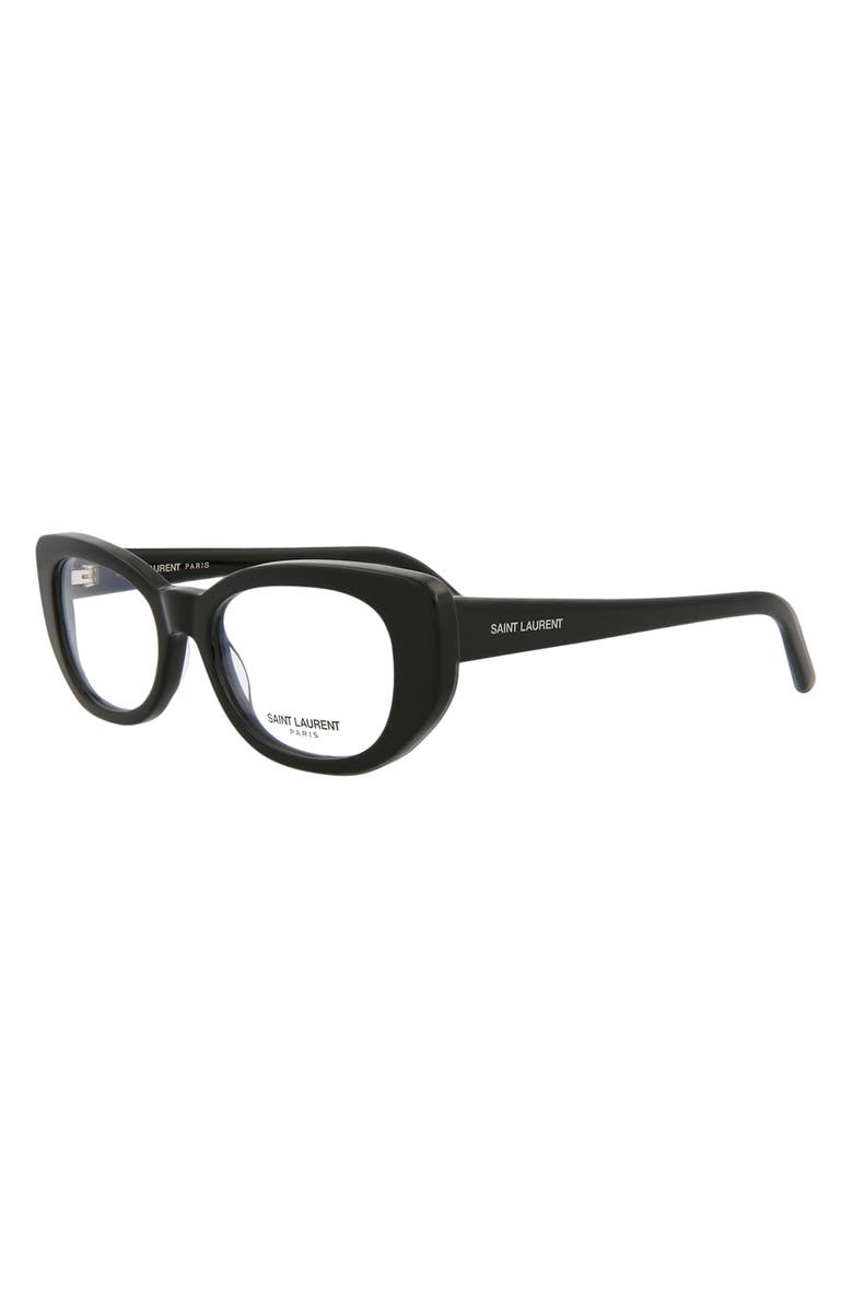 Saint Laurent 53mm Oval Optical Glasses, Alternate, color, Black Black Transparent