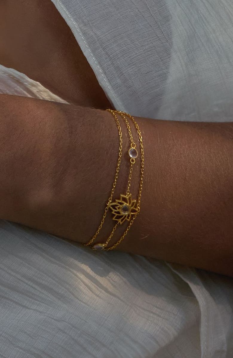 Satya Jewelry Transformed by Love Lotus Bracelet, Alternate, color, Metallic Gold