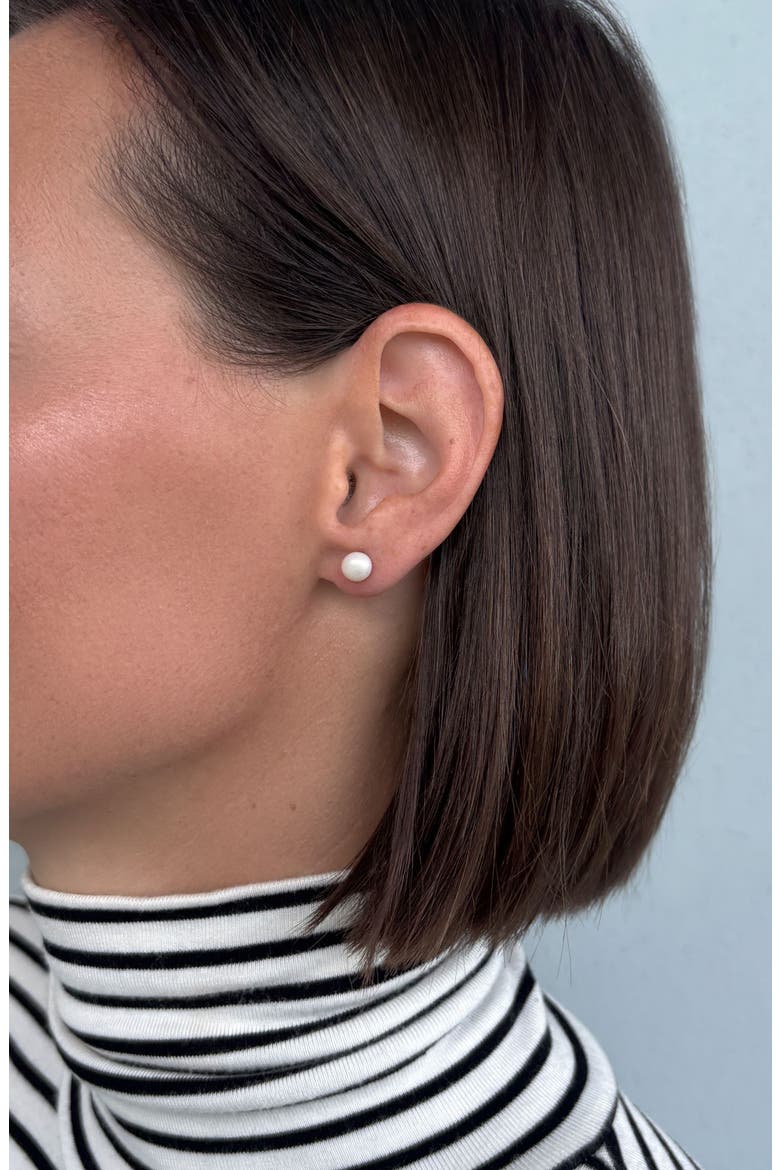 Set of 2 Freshwater Pearl Stud Earrings, Alternate, color, BLACK/ WHITE