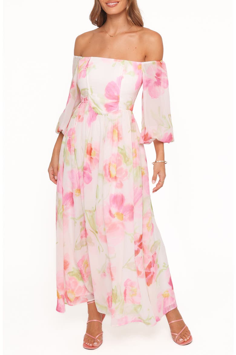 Chantel Off-Shoulder Maxi Dress, Main, color, PINK GARDEN FLORAL
