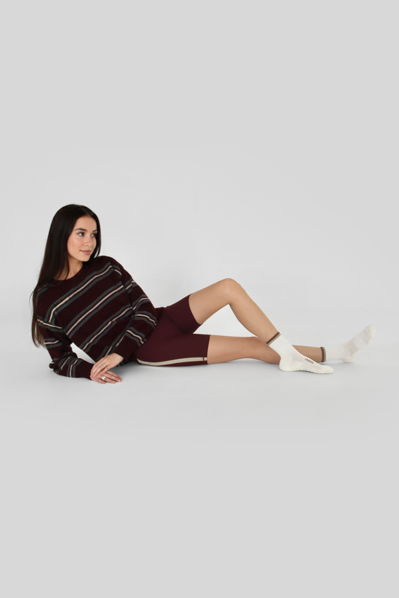 Malt Striped Crew Grip Socks, Alternate, color, Malt