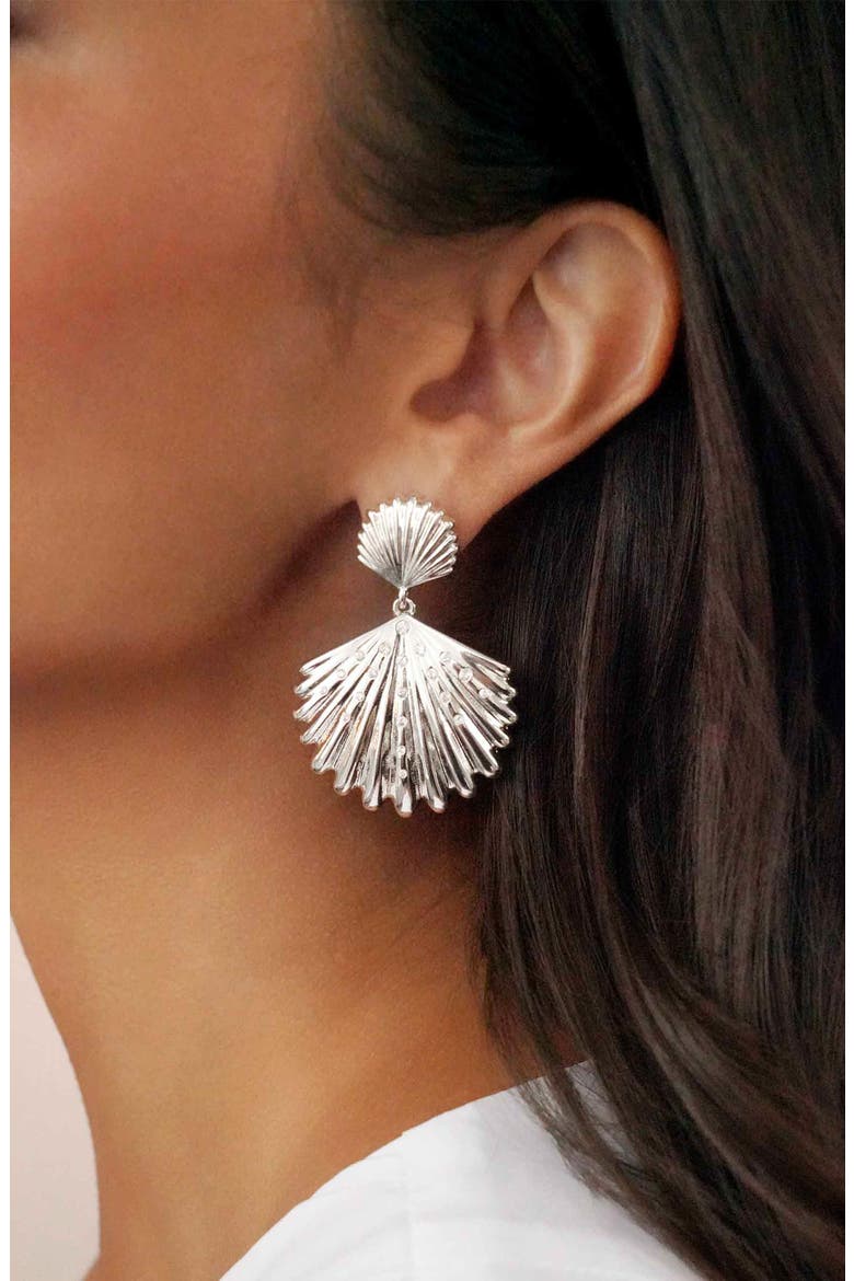 Sun Drenched Shell Drop Earrings, Alternate, color, SILVER