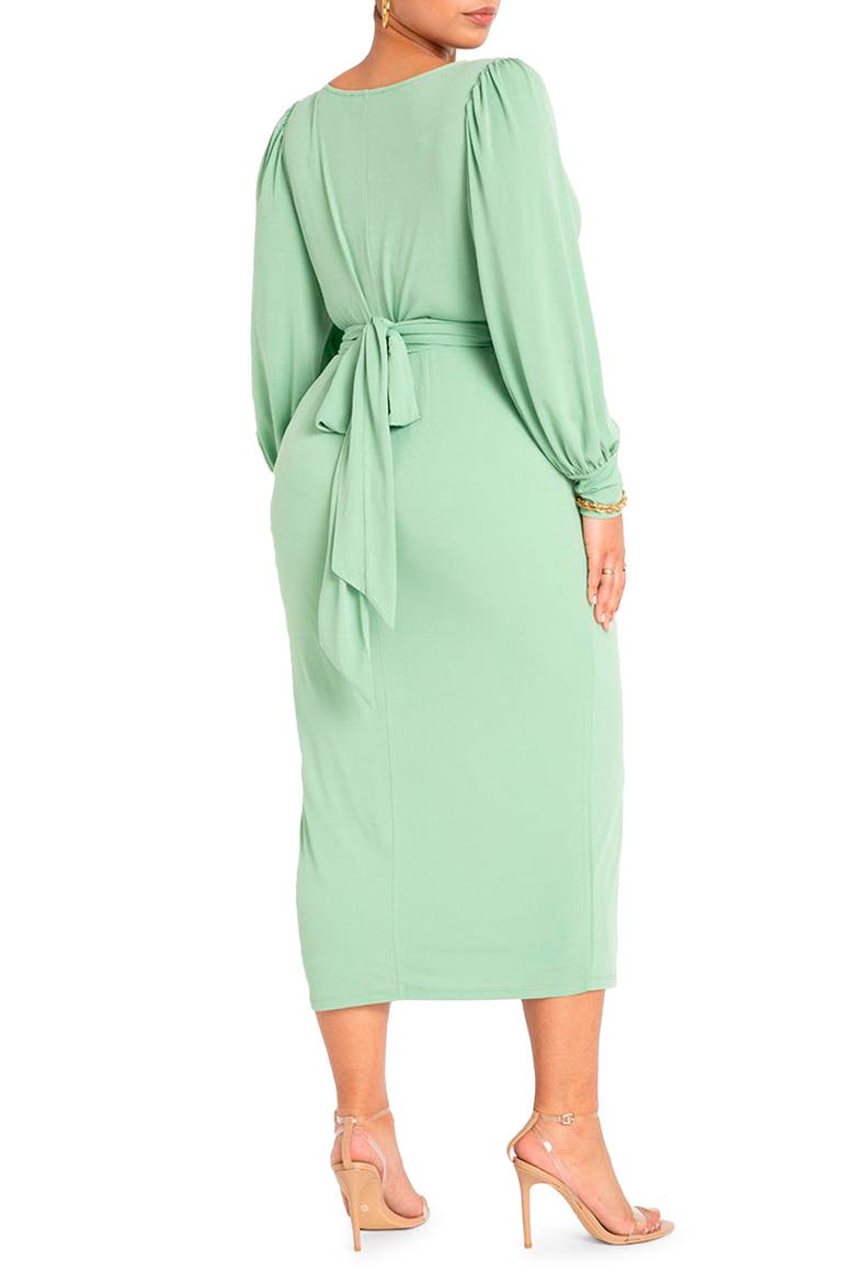 Cross Front Midi Dress, Alternate, color, BASIL