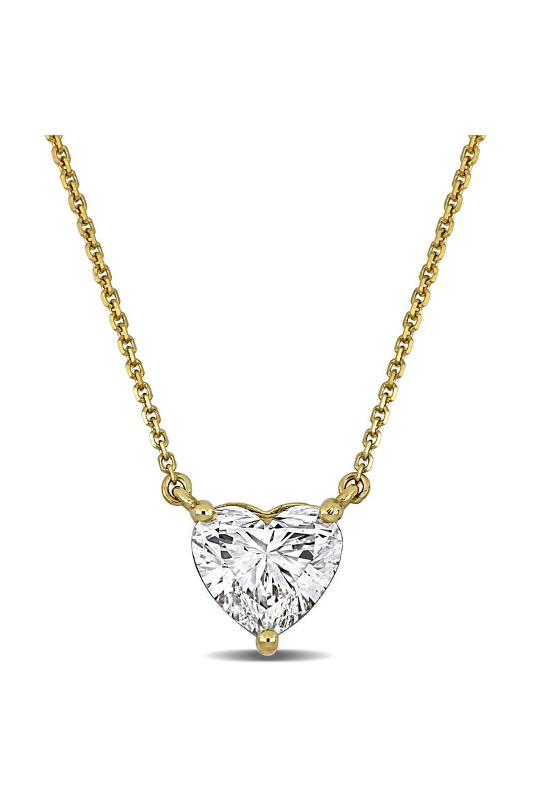 2 CTW Lab-Grown Diamond Heart Necklace 14K, Main, color, Yellow Gold