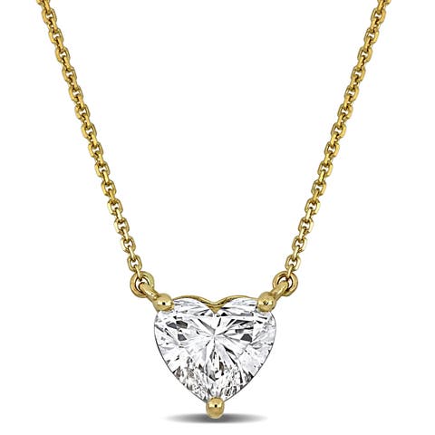 2 CTW Lab-Grown Diamond Heart Necklace 14K