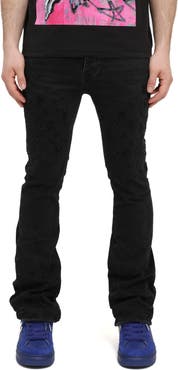 PURPLE BRAND Monogram Beaded Slim Flare Jeans