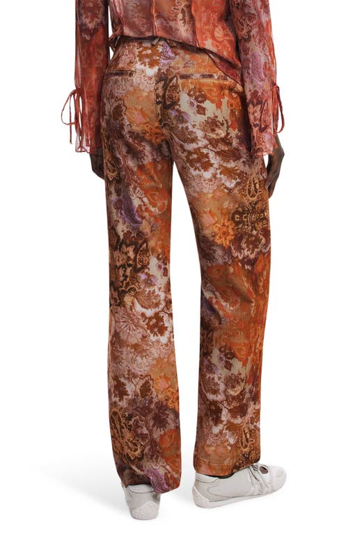 Desigual Paisley Straight Leg Cotton Corduroy Pants In Multi