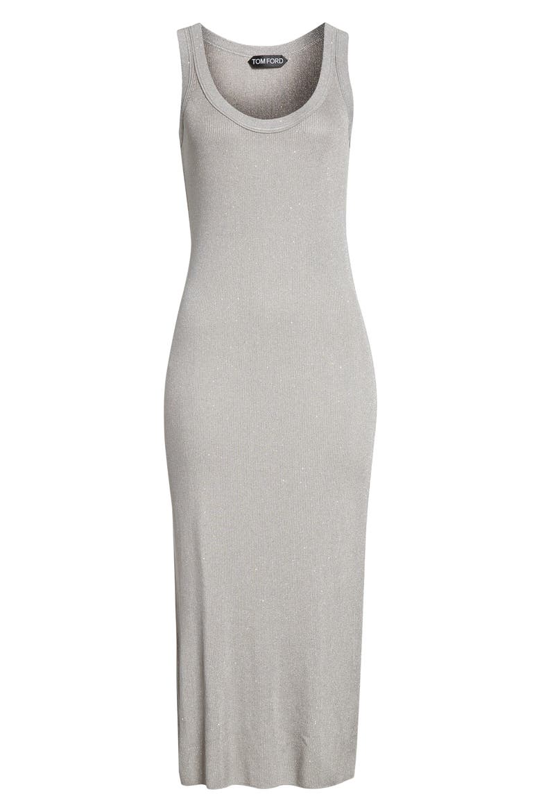 Sequin Rib Tank Dress, Alternate, color, SILVER