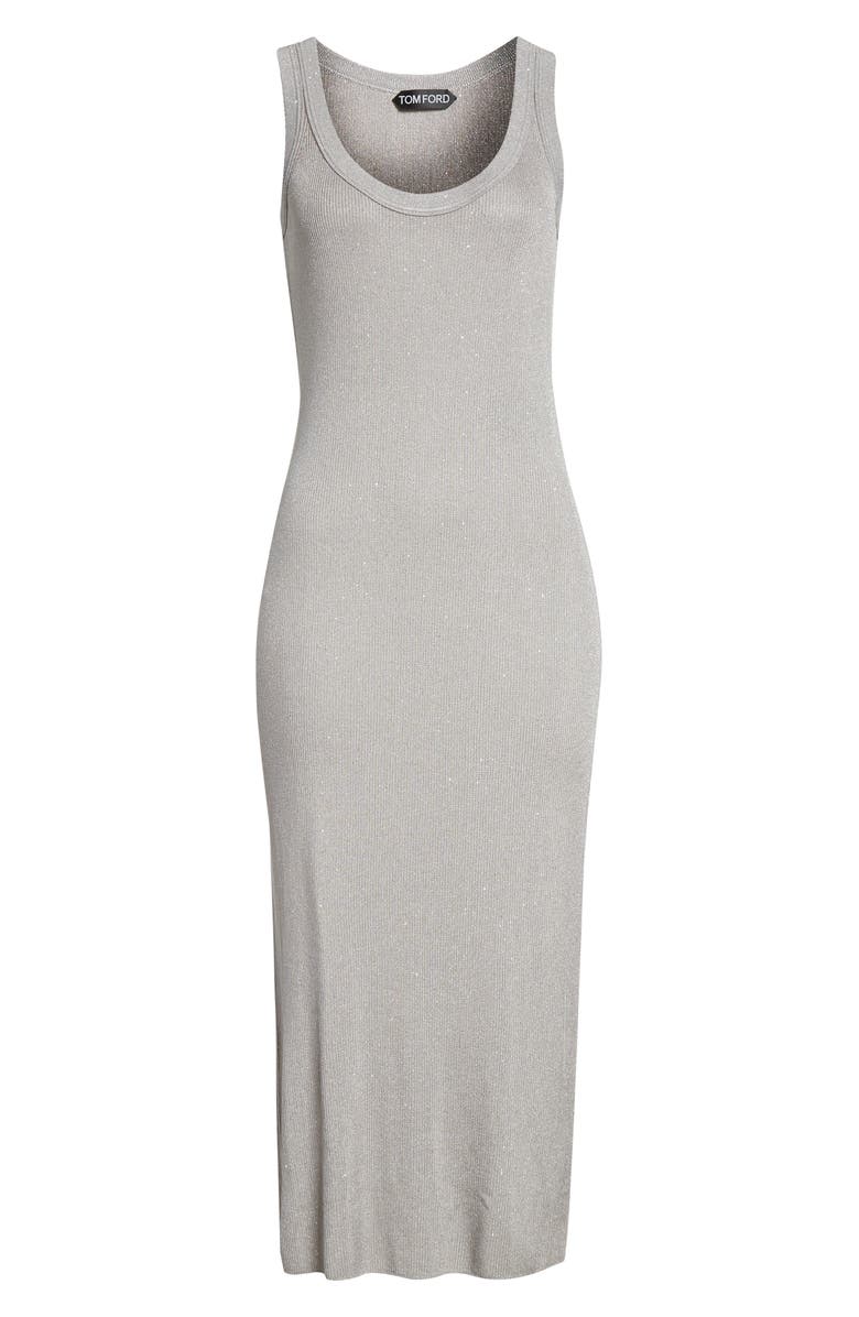 TOM FORD Sequin Rib Tank Dress, Main, color, Silver