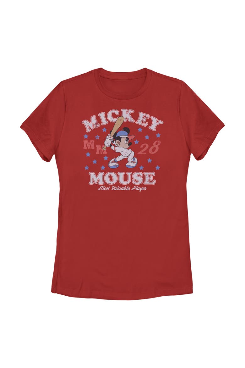 Women's Mickey & Friends Most Valuable Baseball Player  Graphic T-Shirt, Main, color, Red