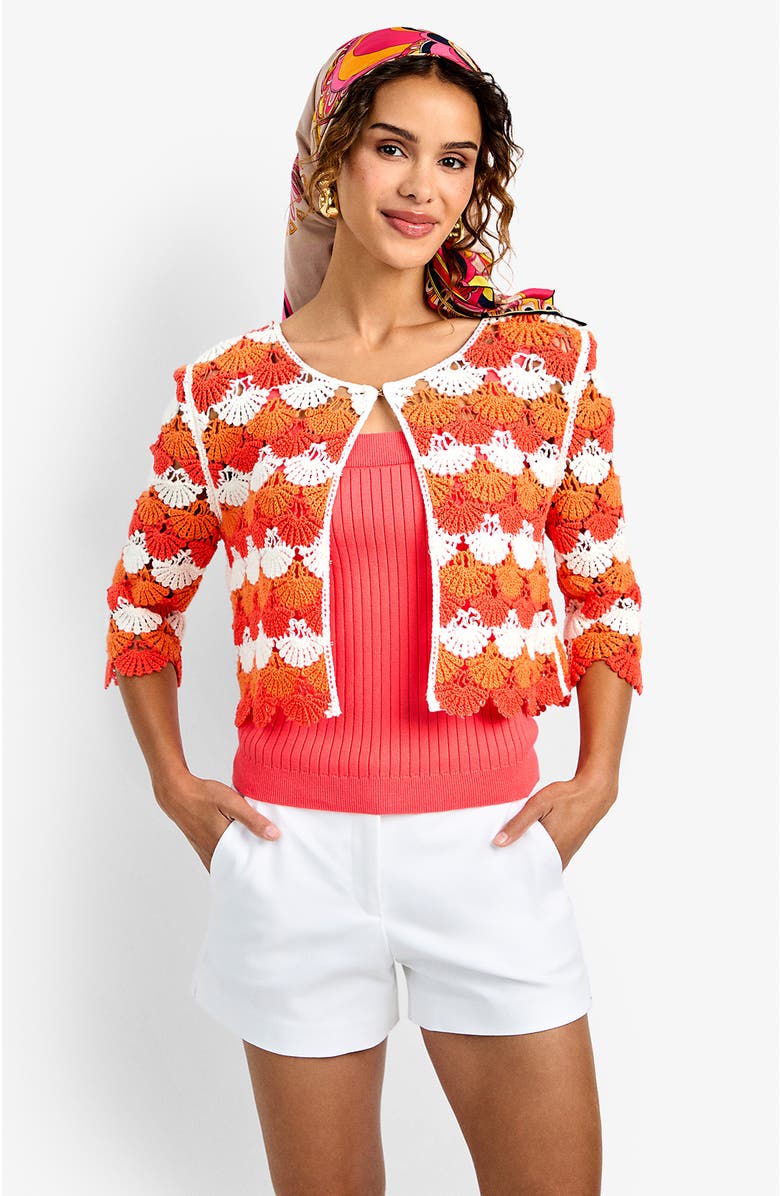 Trina Turk Sofia Cardigan, Alternate, color, Calypso Coral Multi