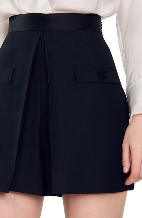 Sandro High-waisted Shorts With Buttons In Black