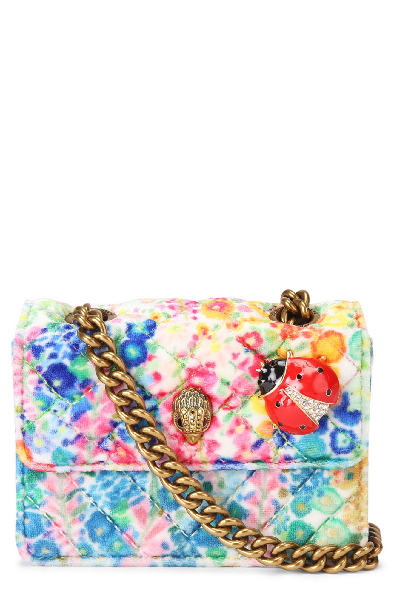 Kurt Geiger London Floral Couture Micro Kensington Floral Quilted Crossbody Bag, Main, color, 