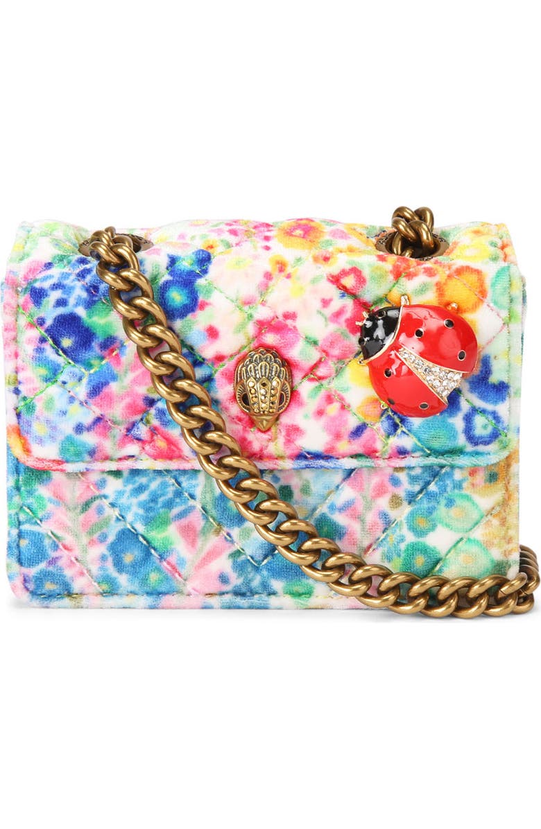 Kurt Geiger London Floral Couture Micro Kensington Floral Quilted Crossbody Bag, Main, color,