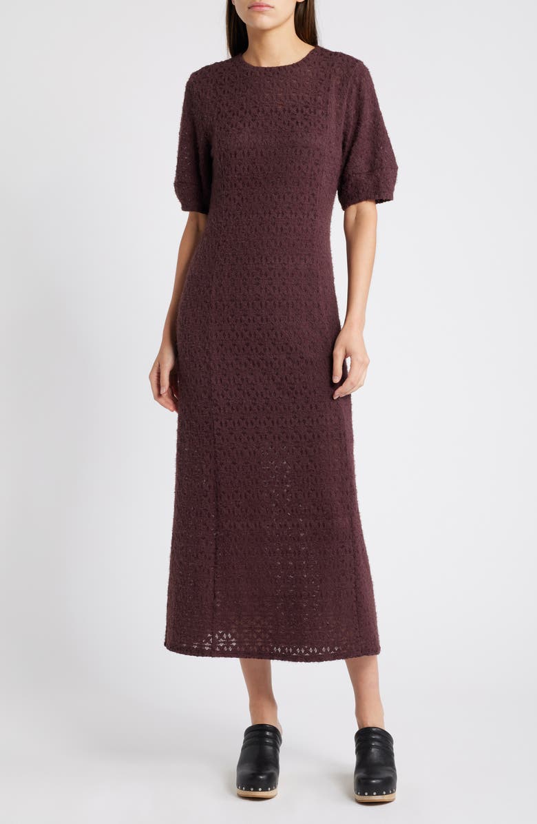 Treasure & Bond Brushed Lace Maxi Dress, Main, color, Burgundy Fudge