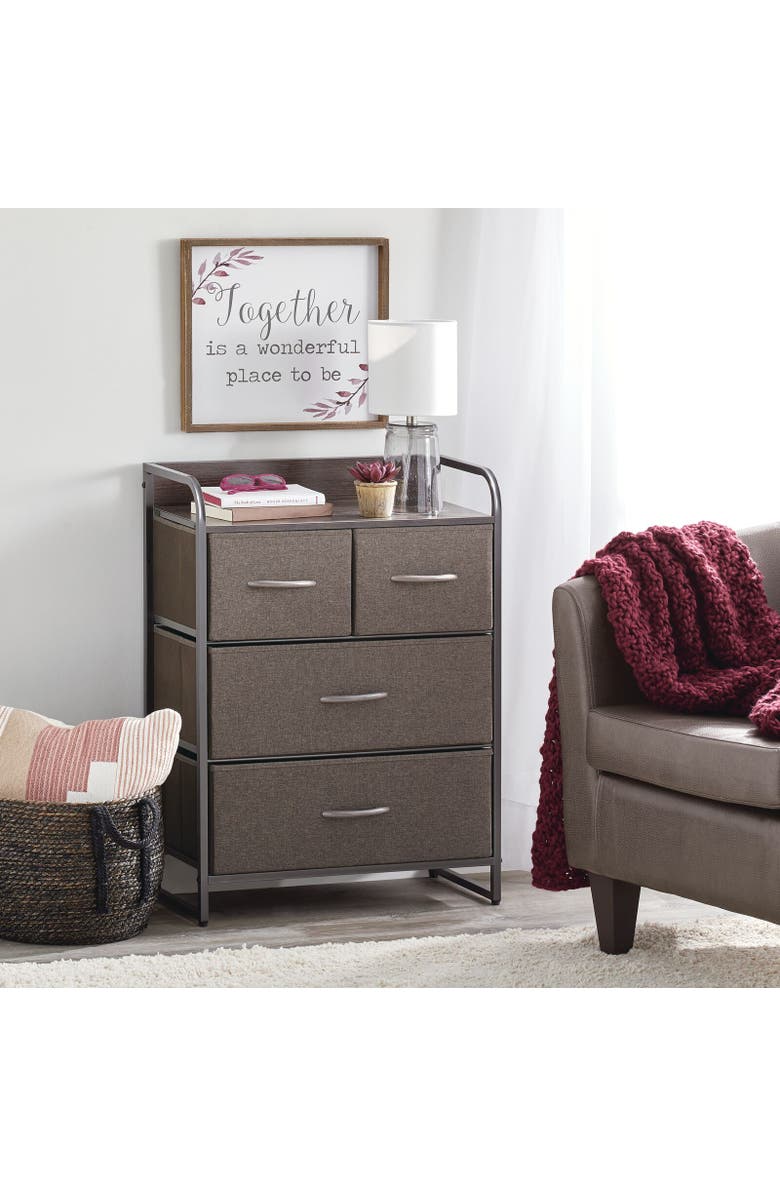 mDesign Storage Dresser Furniture, 4 Removable Fabric Drawers, Alternate, color, Charcoal/Graphite Gray