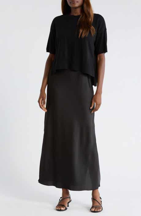 Dolman Sleeve Mixed Media Maxi Dress