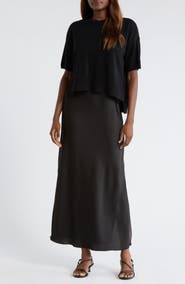 CeCe Dolman Sleeve Mixed Media Maxi Dress