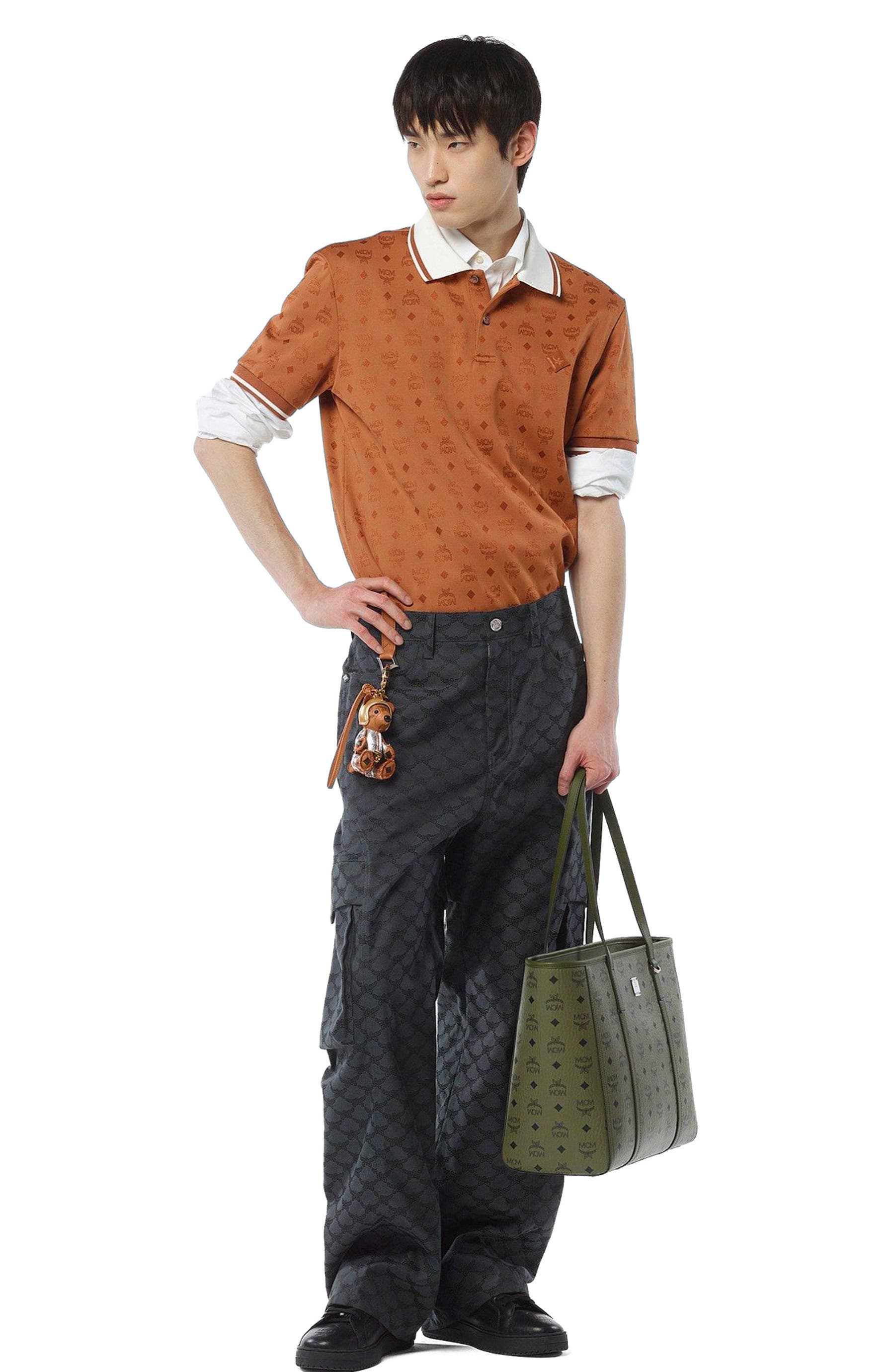 MCM Medium Toni Top-Zip Shopper in Visetos, Alternate, color, Green