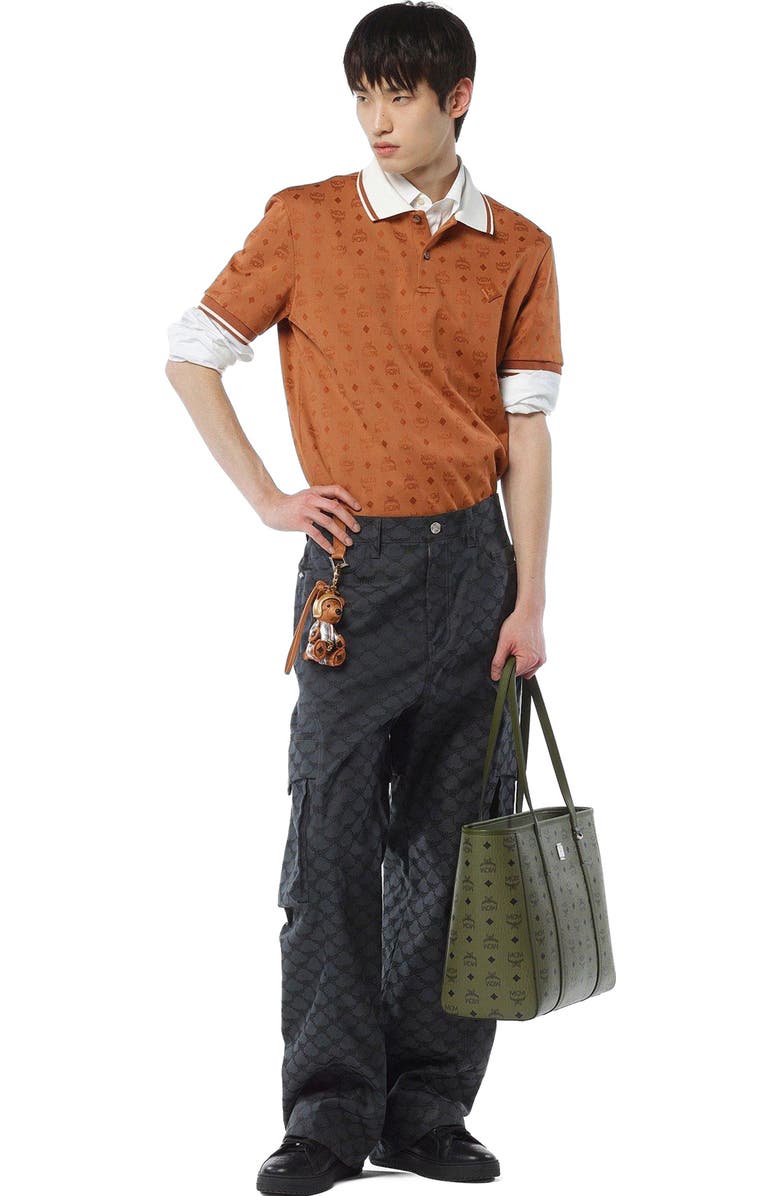 MCM Medium Toni Top-Zip Shopper in Visetos, Alternate, color, Green