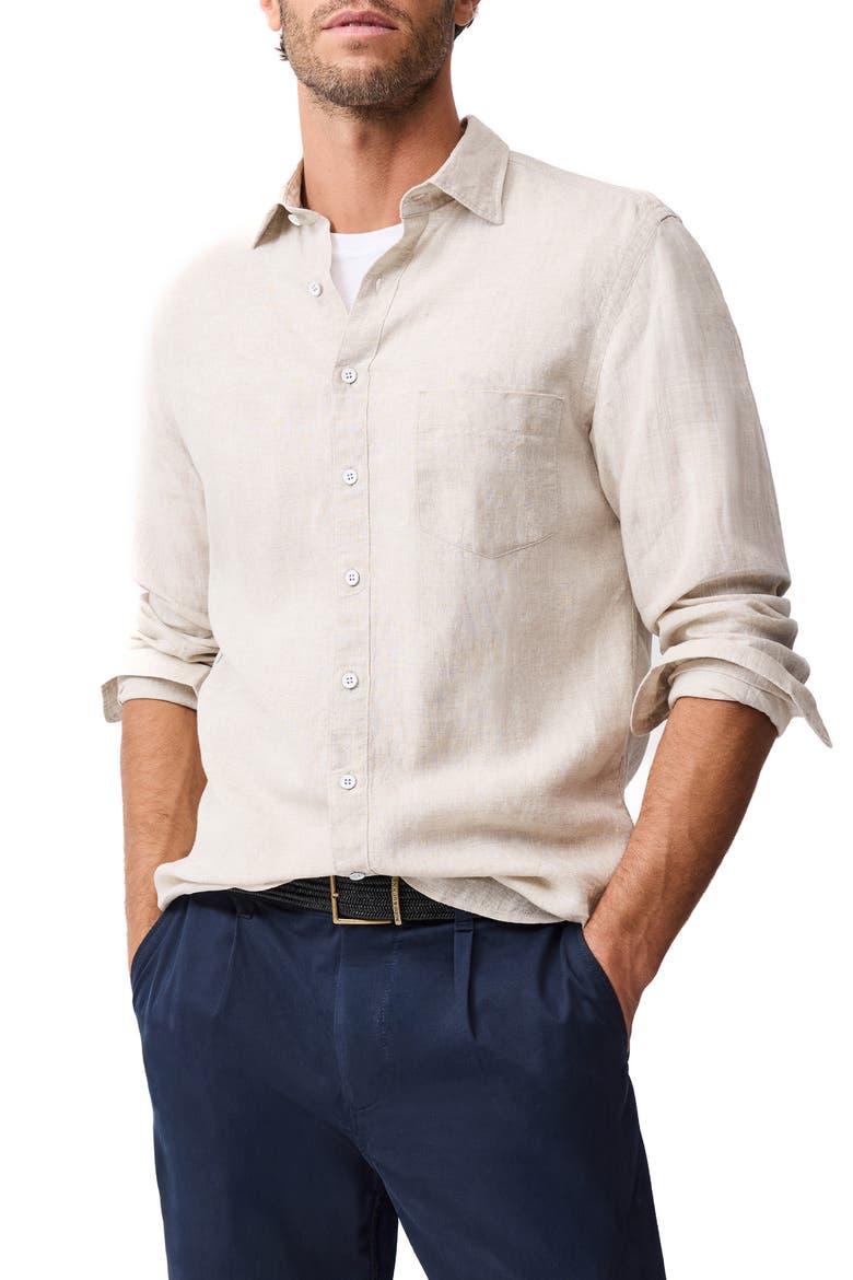 Coromandel Button-Up Linen Shirt, Main, color, OATMEAL