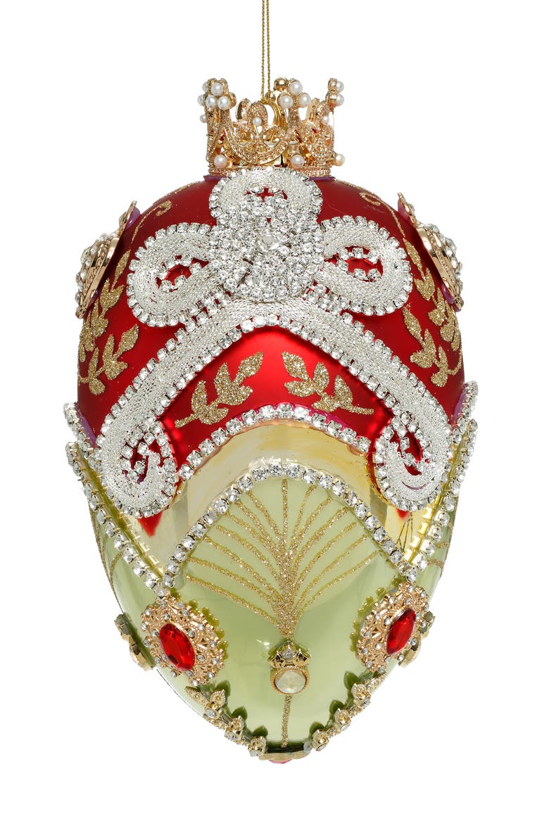 Faberge Jewel Egg Ornament , Green/Red, Main, color, Light Green