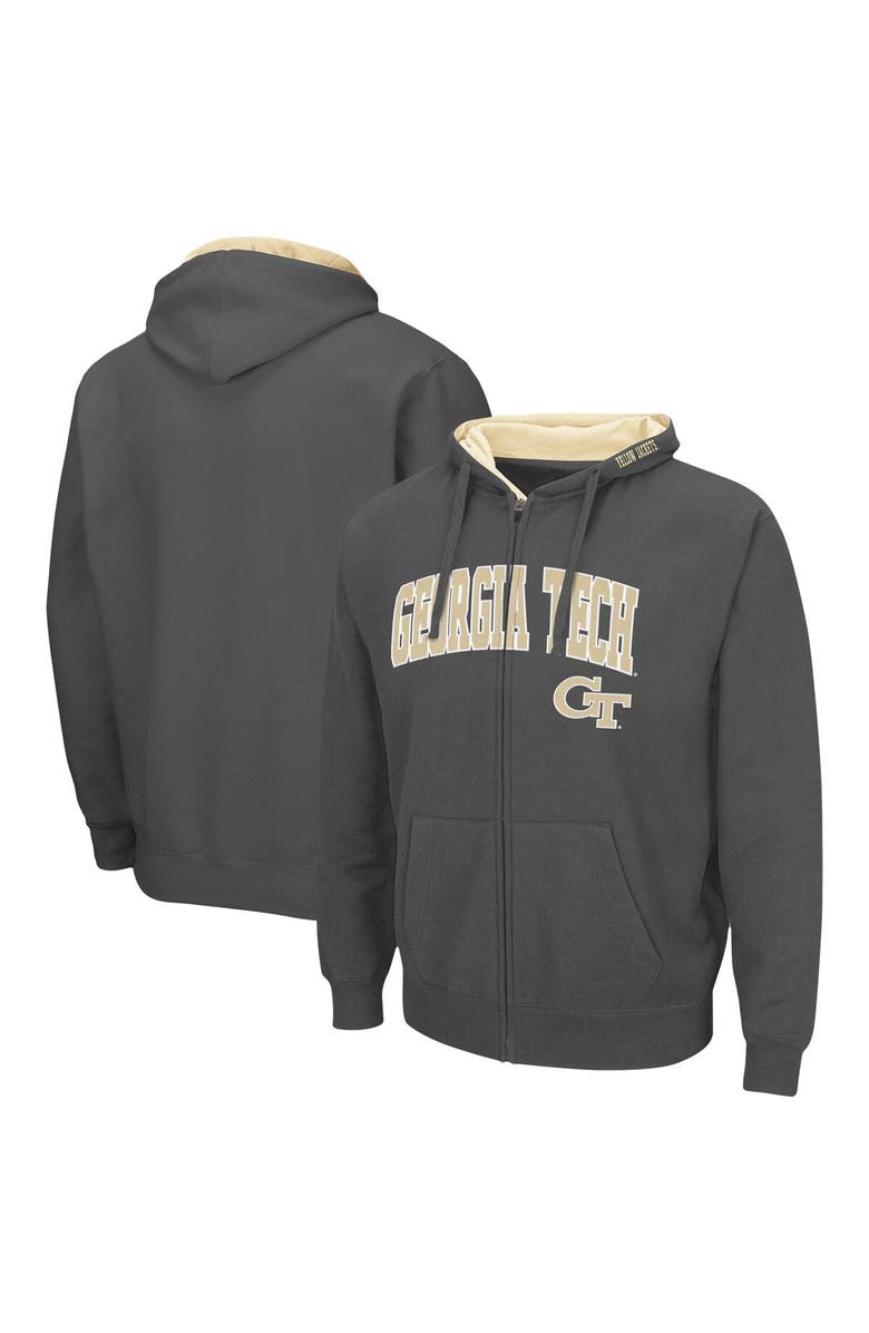COLOSSEUM Men's Colosseum Charcoal Georgia Tech Yellow Jackets Arch & Logo 3.0 Full-Zip Hoodie, Main, color, Charcoal