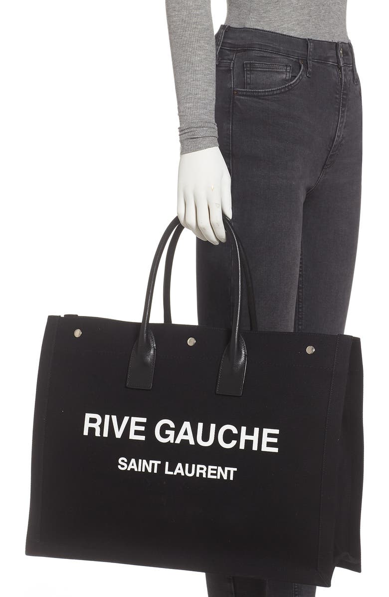 Saint Laurent Noe Rive Gauche Logo Canvas Tote, Alternate, color,