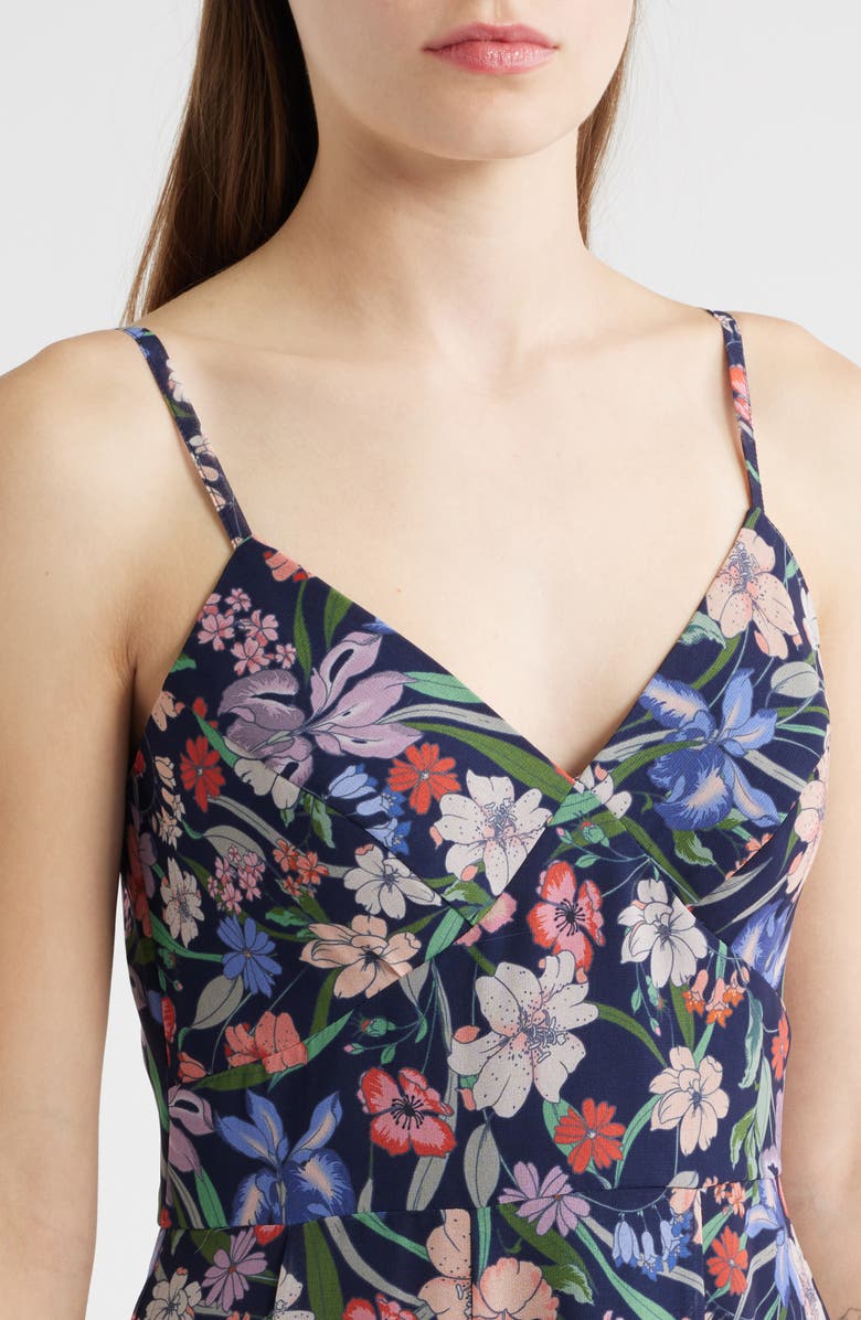 Hutch Floral Print Godet Sleeveless Gown, Alternate, color, Navy Garden