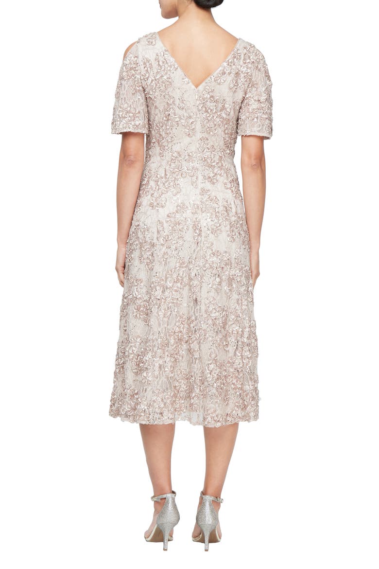 Soutache Lace Cocktail Dress, Alternate, color, BUFF