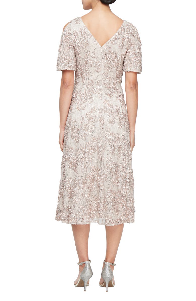 Alex Evenings Soutache Lace Cocktail Dress, Alternate, color, Buff