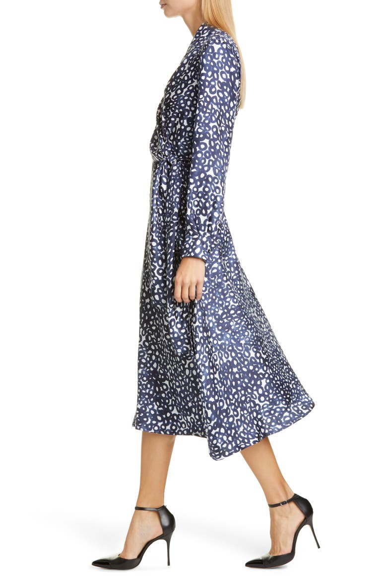 Ravel Silk Crêpe de Chine Long Sleeve Wrap Dress, Alternate, color, ULTRAMARINE