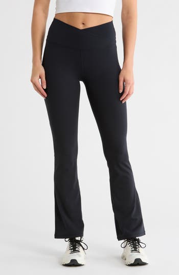 Yogalicious Ultra Lush Madison Crossover Flare Leggings In Black