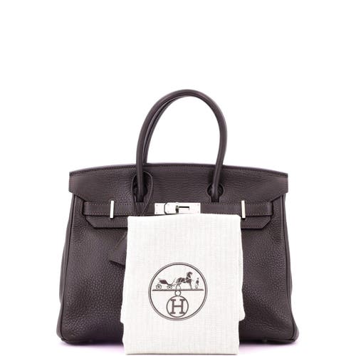 Pre-owned Hermes Hermes Birkin Handbag Brown Clemence With Palladium Hardware 30 In Brown