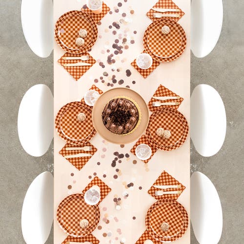 Jollity & Co Checkered Cocktail Napkins In Brown