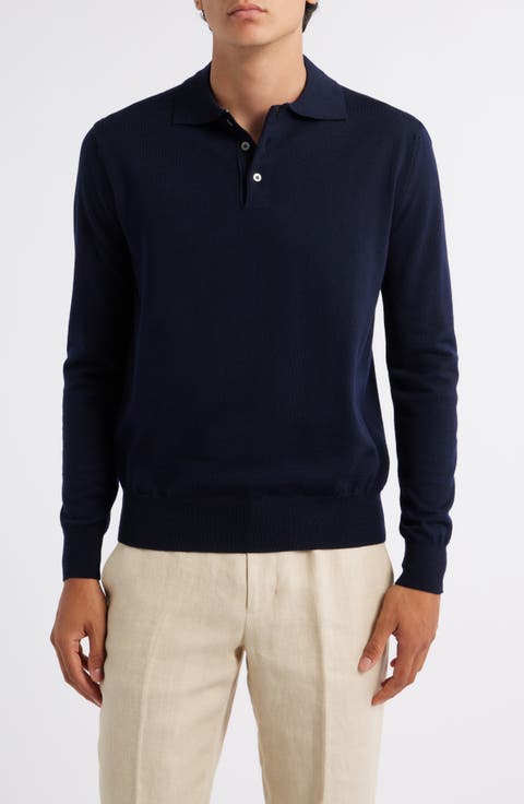 Long Sleeve Cashwool® Polo Sweater