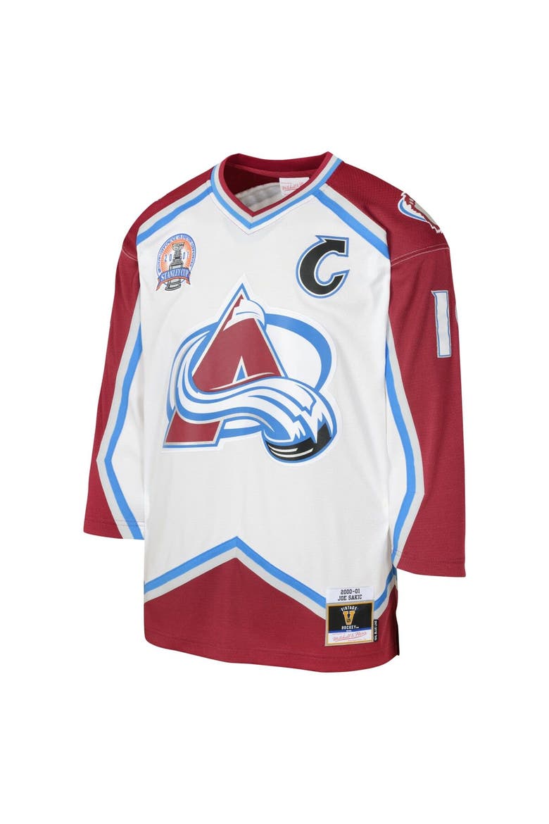 Youth Mitchell & Ness Joe Sakic White Colorado Avalanche 2000 Blue Line Player Jersey, Alternate, color, White