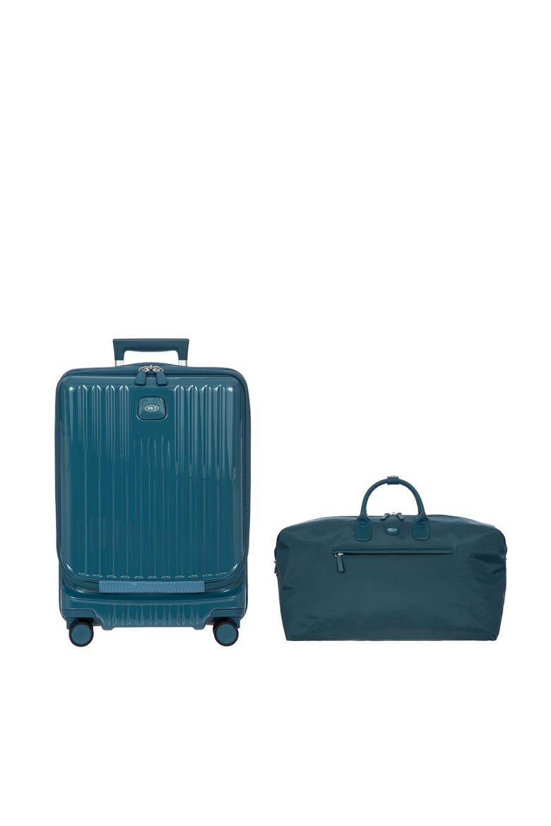 Positano Expandable 21" Carry On Spinner w/Pocket & 22" Deluxe Duffle 2 Piece Luggage Set, Main, color, Sea Green