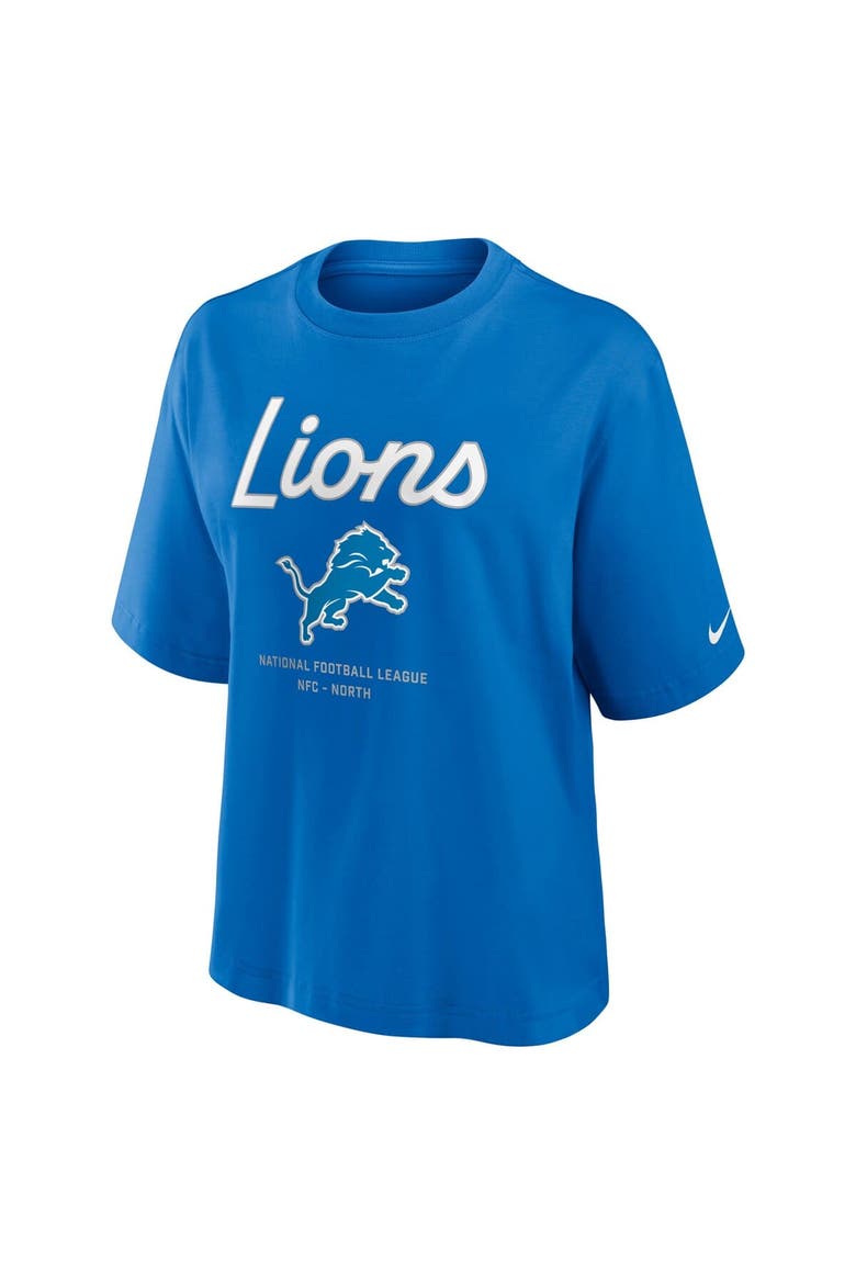Women's Nike Blue Detroit Lions Essential Script Relaxed Boxy T-Shirt, Alternate, color, Blue
