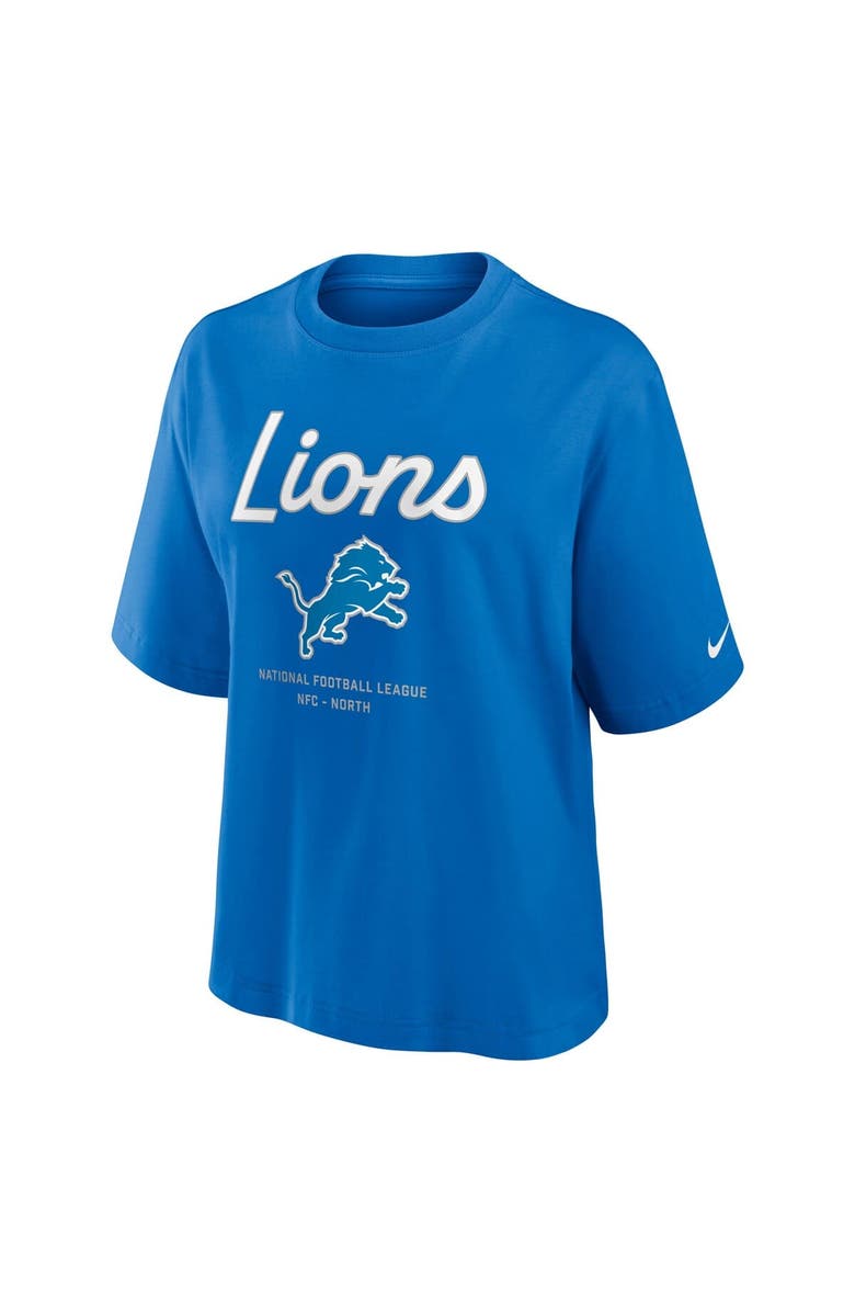 Nike Women's Nike Blue Detroit Lions Essential Script Relaxed Boxy T-Shirt, Alternate, color, Blue