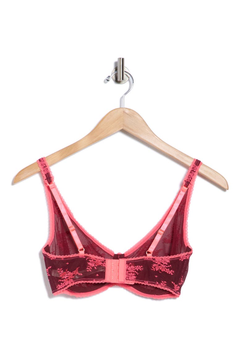 Talk About It Mesh Underwire Bra, Alternate, color, DARK WINE