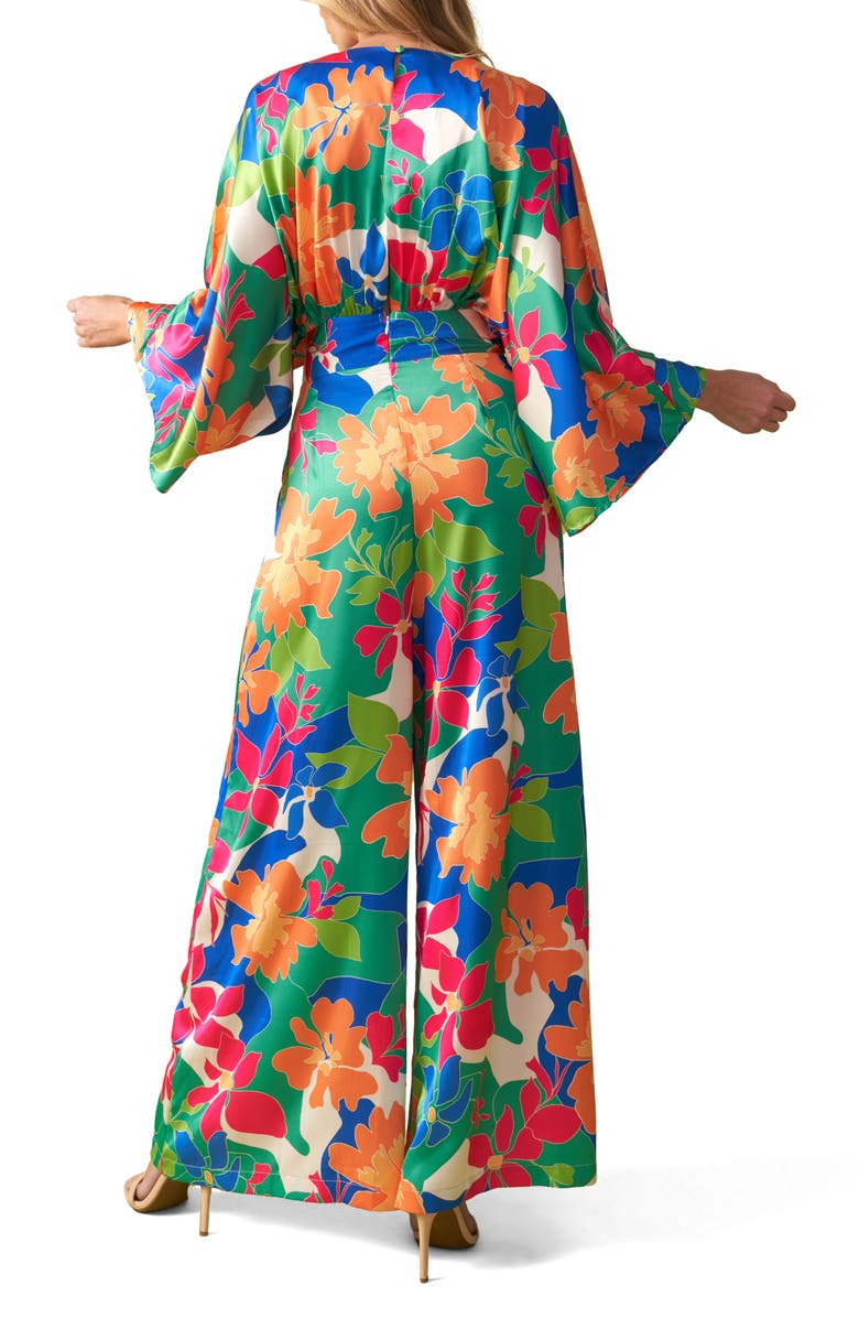 FLYING TOMATO Wide Leg Long Sleeve Jumpsuit, Alternate, color, Green Orange