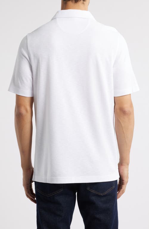 Johnston & Murphy Vintage Slub Modal Blend Johnny Collar Polo In White