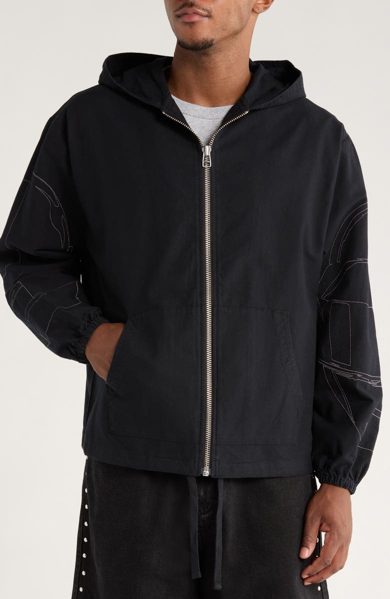 PLEASURES x Daft Punk Digital Zip Oxford Poncho Hoodie, Alternate, color, 